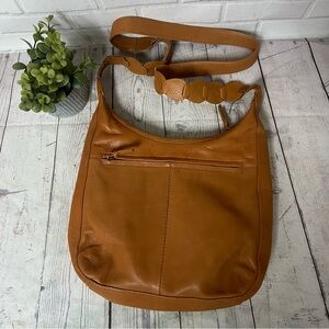 TANO Buttery Soft Brown Leather Shoulder Bag Purse Braided